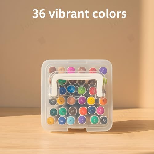 Image of JOUET Two Nib Marker Set, Double-Ended Markers with 1mm and 0.7mm Tips, 36 Vibrant Colors, Washable Ink, Triangular Barrel Design, Child-Safe and Non-Toxic, Ergonomic for Kids