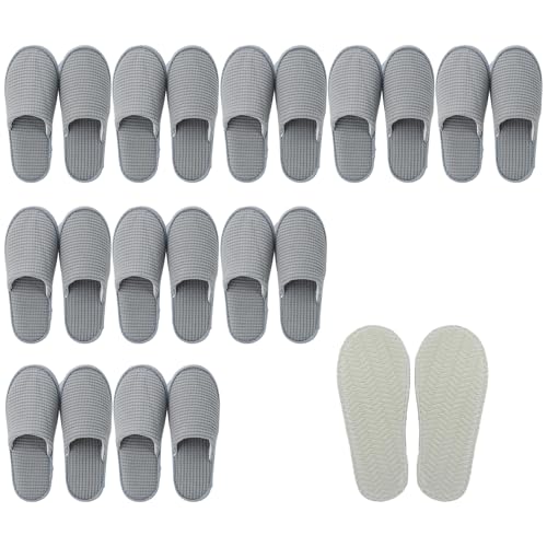 Pantoufles d'invité antidérapantes pour maison et voyages, lot de 10 paires de chaussons en polaire