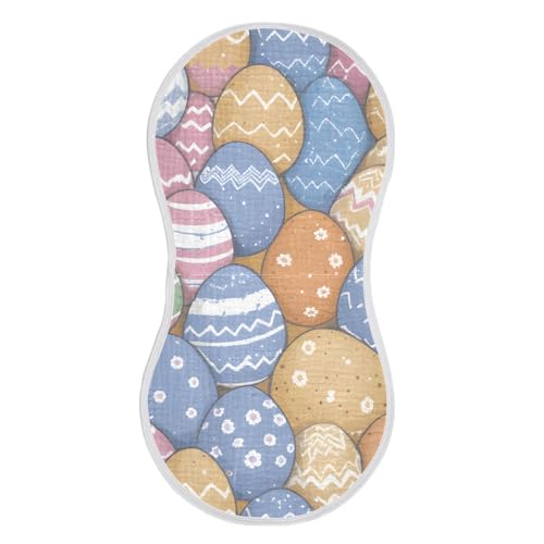 4 Pack Baby Burp Cloths, Soft Absorbent Burping Cloths for Babies, Cotton Milk Spit Up Rags, Large Size for Newborns, Baby Boys and Girls (Colorful Easter Eggs)