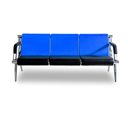 Bestmart INC 3-Seat Office Reception Sofa Waiting Room Bench Visitor Guest Sofa Airport Clinic Seat (Blue) - Thumbnail 2