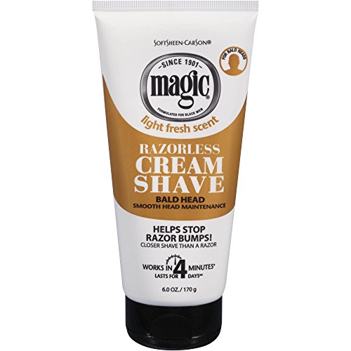 Magic Shave Razorless Cream Shave, Bald Head Smooth Head Maintenance, Light Fresh Scent 6 oz
