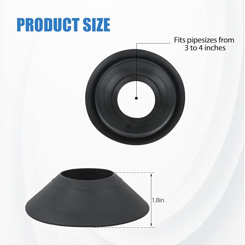 Rain Collar for Roof Vent Boot No-Calk Flashings - 3" to 4" Fit, Durable Waterproof, Black, 4 Pieces (Model 14137) by KAZFFD - Image 2