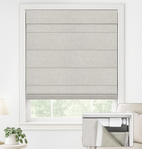 LazBlinds No Drill Roman Shades for Windows, Cordless Blackout Window Shades with UV Protection, Polyester Fabric for Bedroom & Living Room, 20