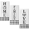 3 Pieces Buffalo Plaid Home Family Love, Black and White,Country Christmas Kitchen Towels Set Fast Drying Farmhouse, Decorative Towels for Cooking Baking (Cute)