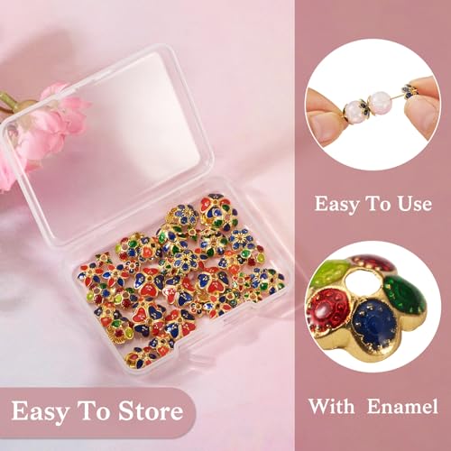 PH PandaHall PandaHall 60pcs Flower Bead Caps Golden Plated Multi Petal Floral Spacer Beads Jewellery Terminators Tassel End Caps for Bracelet Earring Jewelry Making ENAM-YS0001-11-YS-EU - Image 4