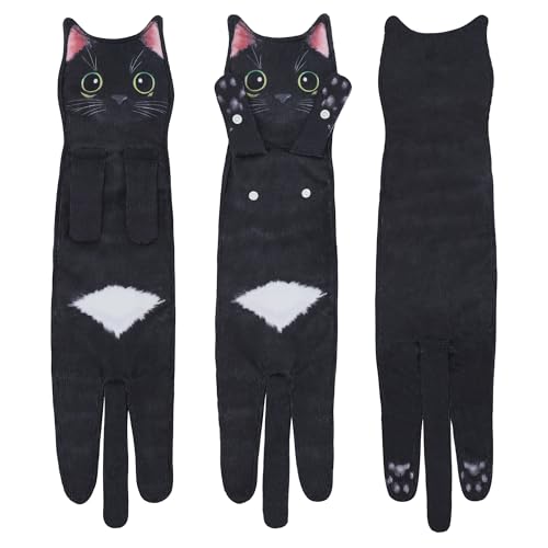 Funny Cat Hand Towels – Cute Decorative Washcloths &amp; Face Towels, Super Absorbent &amp; Soft – Mothers Day, Easter, House Warming &amp; Birthday Gifts for Women Cat Lovers