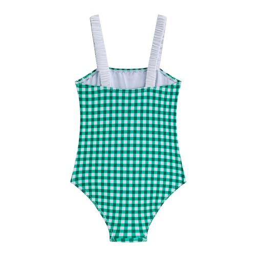 Image of LIZENS Girls One Piece Swimwear Checker Print Ruffles Bathing Suit for Kids Size 2-12