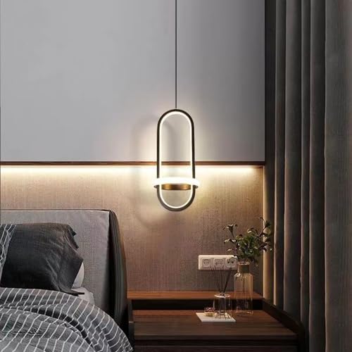 XINYASEE Lampada a Sospensione Moderna, Lampada a Sospensione Comodino Camera da Letto, luce a lampadario regolabile in altezza,Nordic Modern Restaurant soffitto (Nero)