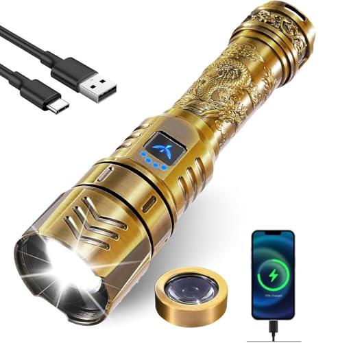 Lampe de poche LED haute luminosité rechargeable avec quatre modes d'éclairage et zoom