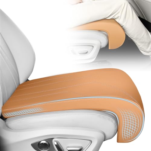 Image of FLORICH Car Seat Extender Leg Extender Support Cushion for Driver Seats Office Chair, Leather Carseat Leg Support for Long Drivers Universal Car Seat Cushion Legs Rest Pads-Brown