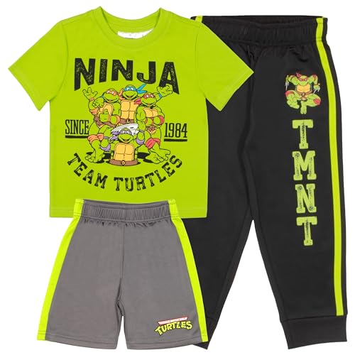 Ropa de Tortugas Ninja para niños pack de 3 piezas camiseta shorts y pantalón jogger