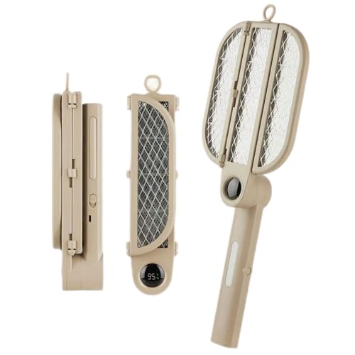 LSDLOUYAQNG Mata Insectos Matamoscas eléctrico Plegable, atrapamoscas, luz Ultravioleta Recargable de 1200 mAh, for Exteriores(Khaki)