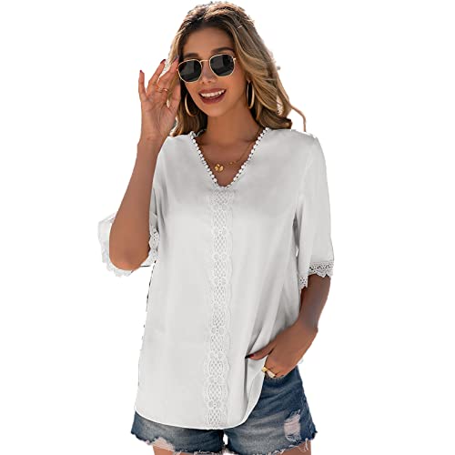T-shirt dentelle col rond femme chic et fluide pour un style casual