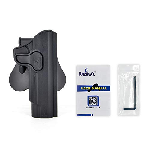 Amomax 1911 Holster, Owb Airsoft Pistol Holster For 1911 Without Rail, Polymer 360 Degree Rotation Paddle Carry- Right Hand #TOP6