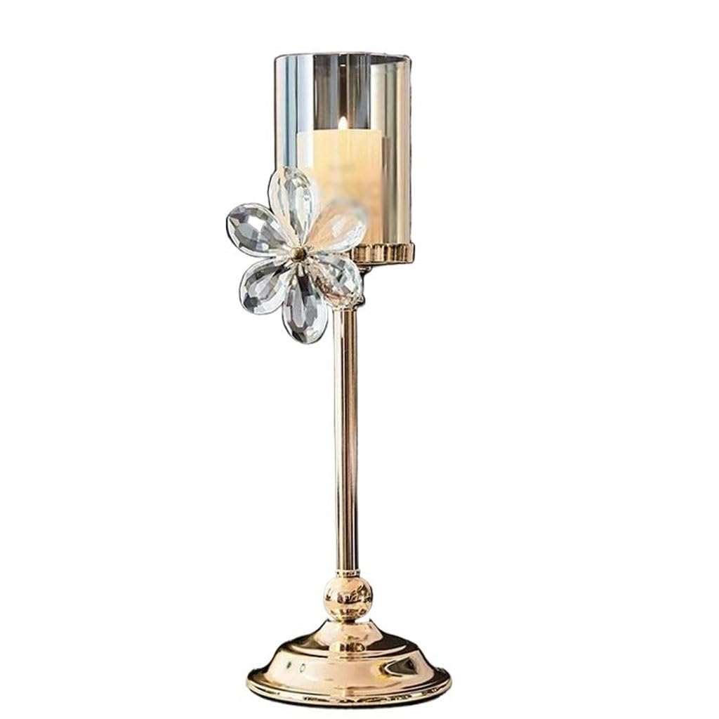 Eines B Candlestick Holders Vintage Crystal Petal Glass Candlestick Home Dining Table Romantic Candlestick Decorative Ornaments Candlesticks Holders For Home Decor(B)