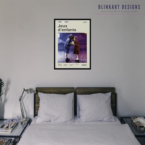 Image of BLINKART Jexux D'Enfants Love Movie Poster Frame 8x12 Inch | Premium 300 GSM Paper Wall Print | Mid Century Vintage Film Artwork for Home, Bedroom, Living Room, Office | Framed Photo Decor