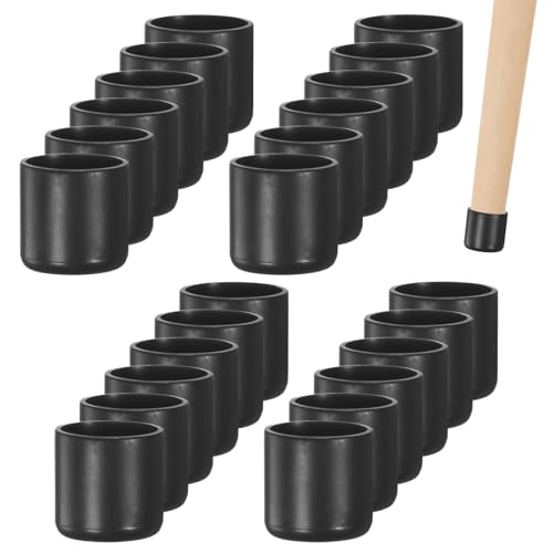 Image of M METERXITY 24-Pack Chair Leg Caps, 3 /4 Inch(19mm) PVC Chair Leg Floor Protectors for Folding Chairs /Metal Chairs /Furniture Table /Hardwood Floors, Round Non-Slip Cover End Tips [Black]