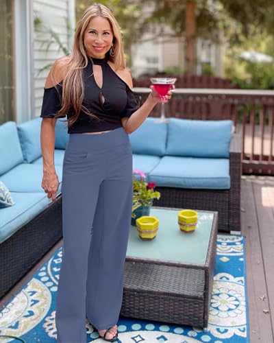 Image of Promover Wide Leg Pants Woman Yoga Pants with Pockets Stretch Loose Casual Lounge Sweatpants Petite /Regular /Tall