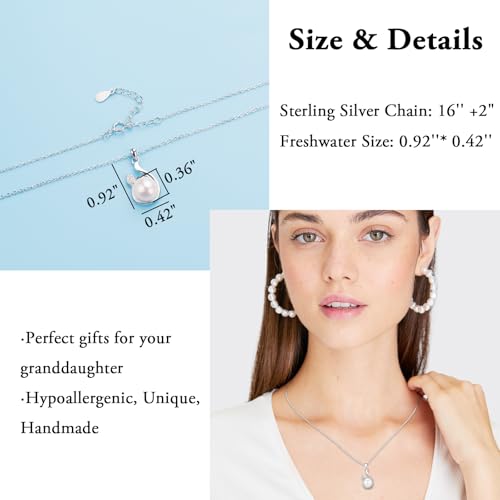 Sereney Sterling Silver Freshwater Pearl Necklace for Granddaughter Necklace Gifts for Teenage Girls as Granddaughter Gifts from Grandma, Daughter Necklace from Dad Father4