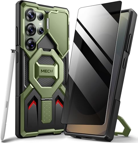 Custodia magnetica per Samsung Galaxy S25 Ultra con supporto ad anello Compatibile con MagSafeCopertura per fotocamera Kickstand Drop Antiurto Robusta per S25 verde