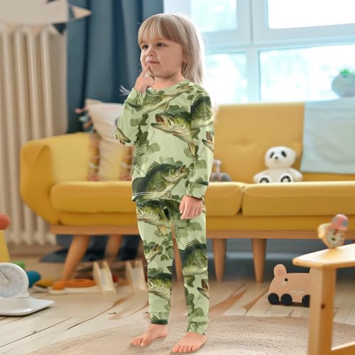 Pajama Sets Long Sleeve Fish Swimming Leaves Soft Comfy Sleepwear 2 Piece PJS 3-8T 5