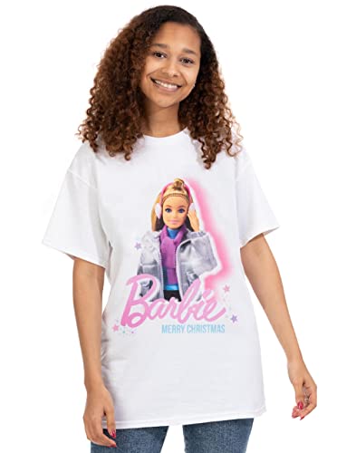 Barbie Camiseta de Navidad Damas Damas Feliz Navidad Top Blanco