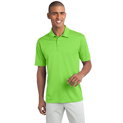 Mens Short Sleeve Moisture Wicking Silk Touch Polo Shirt, L, Lime
