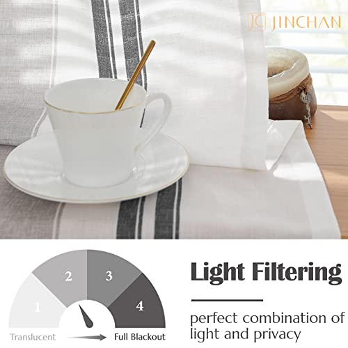 Jinchan Striped Linen Valance 16 Inch Long Window Treatment For Living Room Bedroom Pinstripe Small Window Valance Farmhouse Light Filtering Valance Black And Grey Stripe Valance Rod Pocket 1 Panel #TOP4