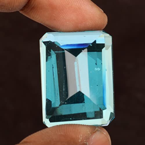 Real-Gems Brazilian Swiss Blue Topaz Emerald Cut Loose Gemstone Perfect For Jewlery 70-80 Ct Approx #TOP4