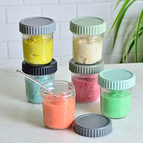 Youngever Glass Baby Food Storage, 6 Ounce Baby Food Glass Containers With Airtight Lids, Glass Jars With Lids, 8 Urban Colors #TOP3