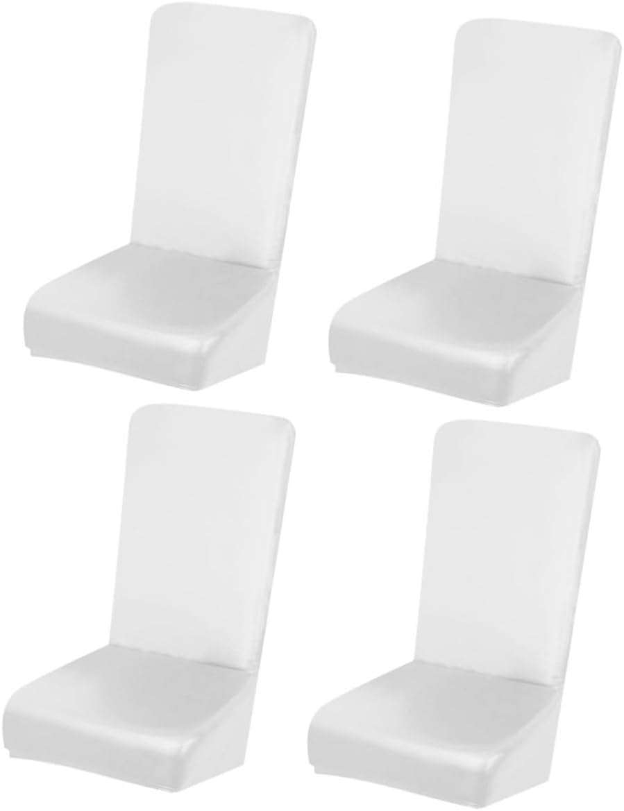 4pcs Removable Dining Chair Covers White Stretch Pu Chair Cover Dinning Sleeves Easy to Clean Home Decor