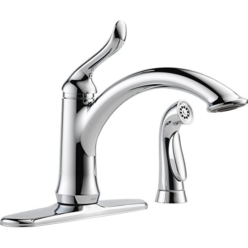 Delta Faucet Linden Single-Handle Kitchen Faucet with Side Sprayer, Chrome Kitchen Sink Faucet, Kitchen Faucet with Sprayer, Chrome 4453-DST, 9.81 x 10.50 x 9.81 inches