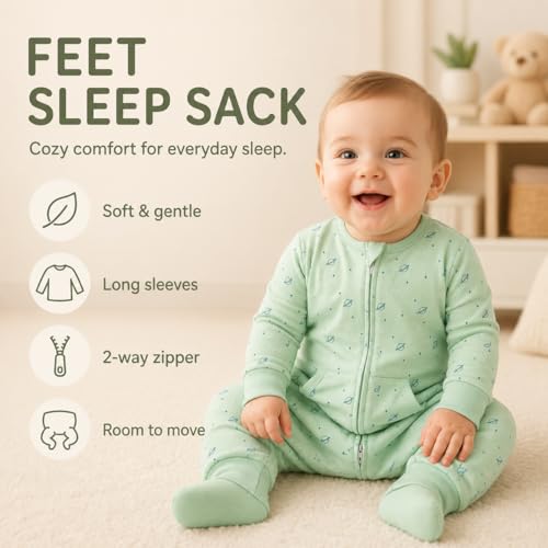 Image of Toddler Sleep Sacks for 2t-3t, 1 Pack Baby Wearable Blanket with Feet, Long Sleeve Breathable Sleep Sacks for Baby Boys and Girls