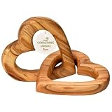 Kassis Corazones conectados de Madera de Olivo 5 cm - Regalo de Boda Hecho a Mano para Parejas - Recuerdo o decoración de Aniversario para San Valentín, Boda, cumpleaños o Compromiso