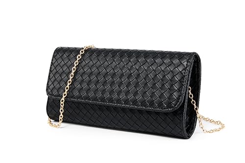 Image of Women's Woven Evening Bag Casual Leather Shoulder Handbag Fashion Crossbody Clutch Purse