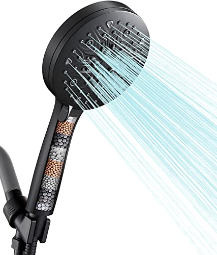 Cobbe Handheld Shower Head With Filter, High Pressure 8 Functions Showerhead With Hose, Bracket And Water Softener Filters Beads For Hard Water Remove Chlorine And Harmful Substance, Matte Black #TOP15