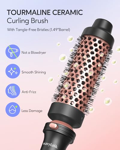 Image of Wavytalk 5 in 1 Curling Iron,Curling Iron Set with Heated Round Brush and 4 Interchangeable Ceramic Curling Wand(0.5 inch-1.25 inch), Instant Heat Up,Dual Voltage Hair Curler