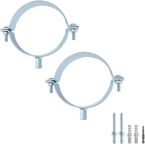 2 perchas de tubo de 5 pulgadas, colgador de tubo galvanizado, colgador de tubo de anillo dividido resistente, soportes de tubo de PVC, abrazaderas