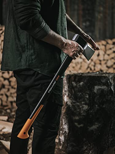 Fiskars Spaltaxt, Inklusive Klingen- und Transportschutz, Länge: 72 cm, Antihaftbeschichtet, Hochwertige Stahl-Klinge/Glasfaserverstärkter Kunststoff-Stiel, Schwarz/Orange, X25–XL, 2,4 kg, 1015643 – Bild 4