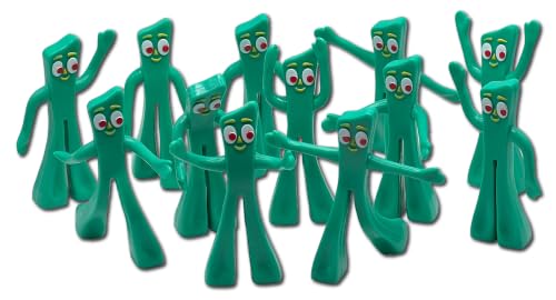 NJ Croce Gumby 3 Mini Bendable Figures 12-Pack Officially Licensed Flexible Posable Toys Party Favors Classroom Rewards Stocking Stuffers & Collectible Flexfigs for All Ages 3 and Up