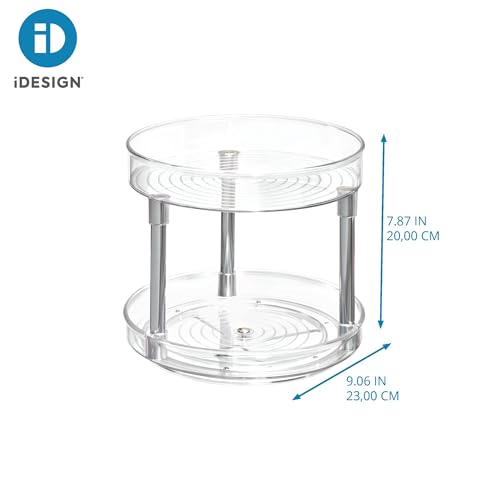Interdesign 40109 Idesign 9-Inch Recycled Plastic 2-Tier Lazy Susan Organizer – Linus Collection - Clear/Chrome thumb #1