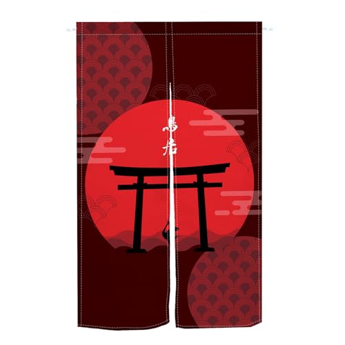 Qinunipoto 暖簾 和風 鳥居 シンプル風 幅72cm丈120cm インテリア 出入り口 目隠し おしゃれ すだれ 遮光 部屋 間仕切りカーテン 門カーテン ポリエステル製 オーダー可 簡単取付 四季兼用
