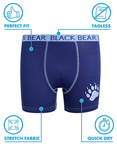 Cueca boxer de compressão para meninos Black Bear Performance Dry Fit (pacote com 4), Light Blue, Na