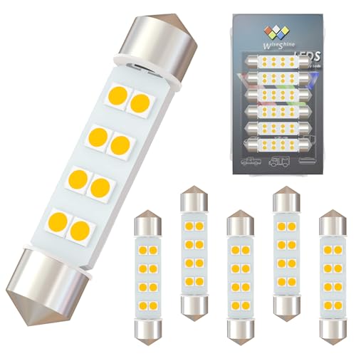 Wiseshine DC 24V 44mm Festoon LED Bulb 578 LED Car Bulbs Warm White 211-2 Navigation Bulb for Truck Interior Dome Reading Map Cargo Lights(Pack 6)