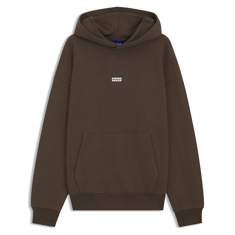 Hugo Mens HUGO Nazardo Drawstring Hoodie with Modern Logo Detail - Dark Brown 208 - XL