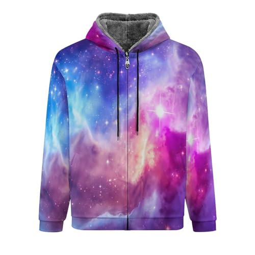 Sweat à capuche polaire zippé homme isolant et chaud imprimé cosmique