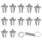 12 Pièces Crampons Football, 13/15mm Compatibles pour adidas M5, Rugby Crampon,Métal Argent pour Serrer,avec clé