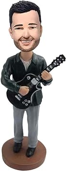 Custom Guitarist Bobblehead - Personalized Rockstar Figurine for Men, Handmade Music Lover Sculpture, Band Member Gift, Made from Your Photo - Perfect for Musicians & Fans