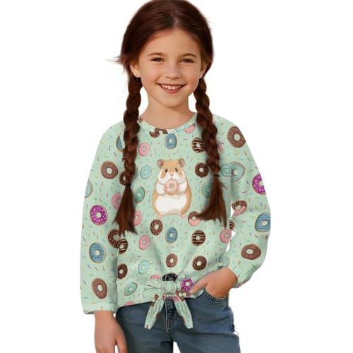 Girls Kids Sweatshirts Tie Front Top Long Sleeves Pullover Casual Lightweight Fall Winter Soft Clothes for Teens