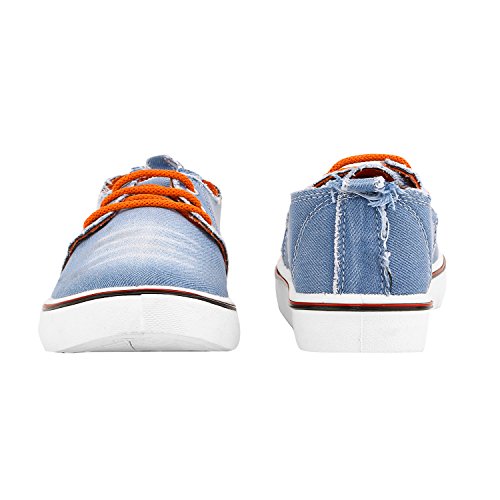 Image of Chevit Men's Blue Denim Orange Casual Shoes -9 Uk